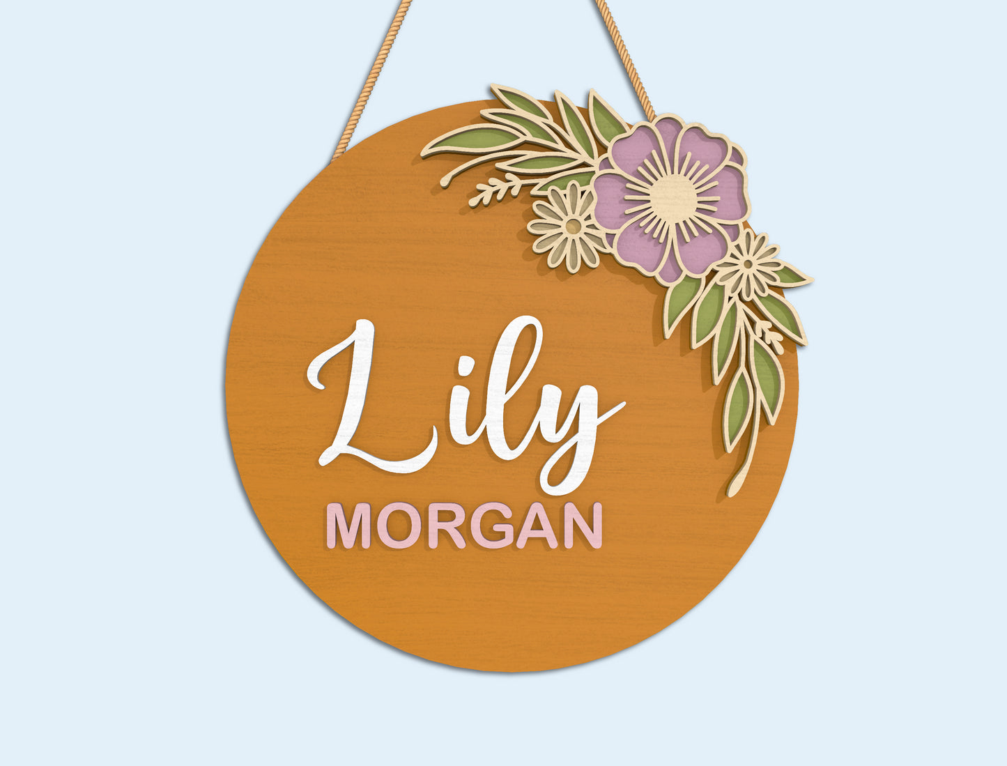 Floral Name Sign SVG Bundle Laser Cut File for Glowforge and xTool
