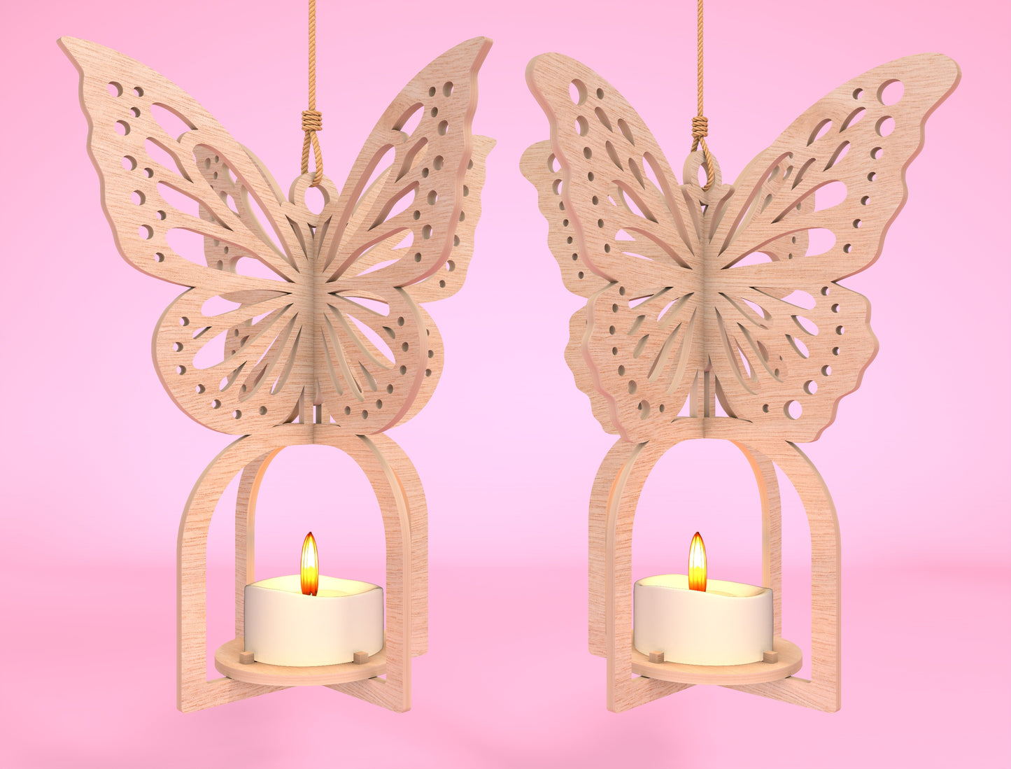 Hanging Butterfly Candle Holder SVG Bundle Laser Cut File for Glowforge and LightBurn