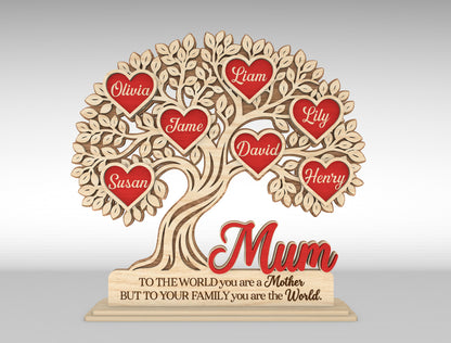 Custom Name Heart Tree Mom Sign SVG Multiple Titles for Glowforge