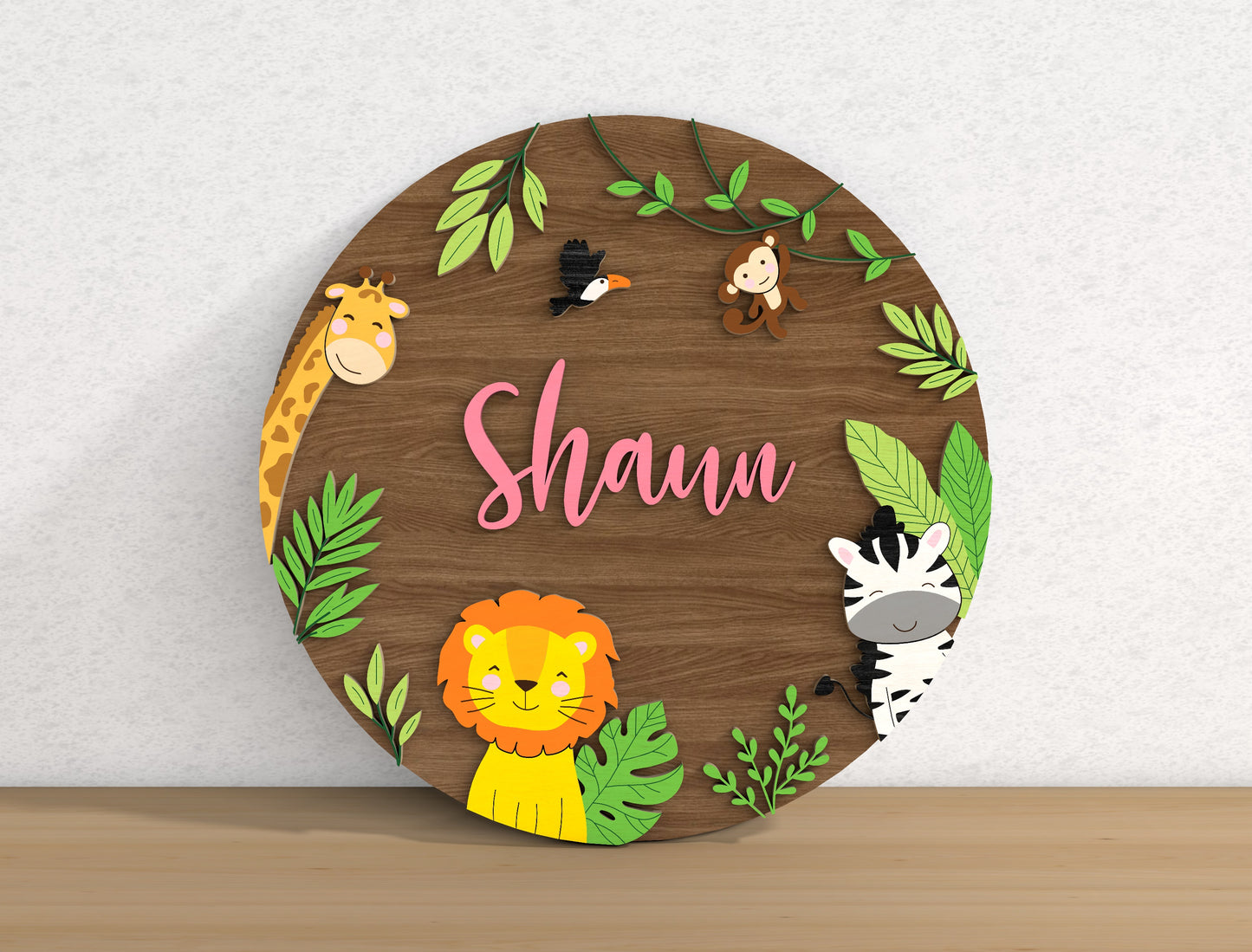 Personalized Safari Baby Name SVG File for xTool LightBurn
