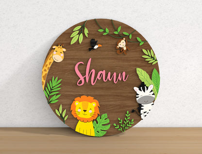Personalized Safari Baby Name SVG File for xTool LightBurn
