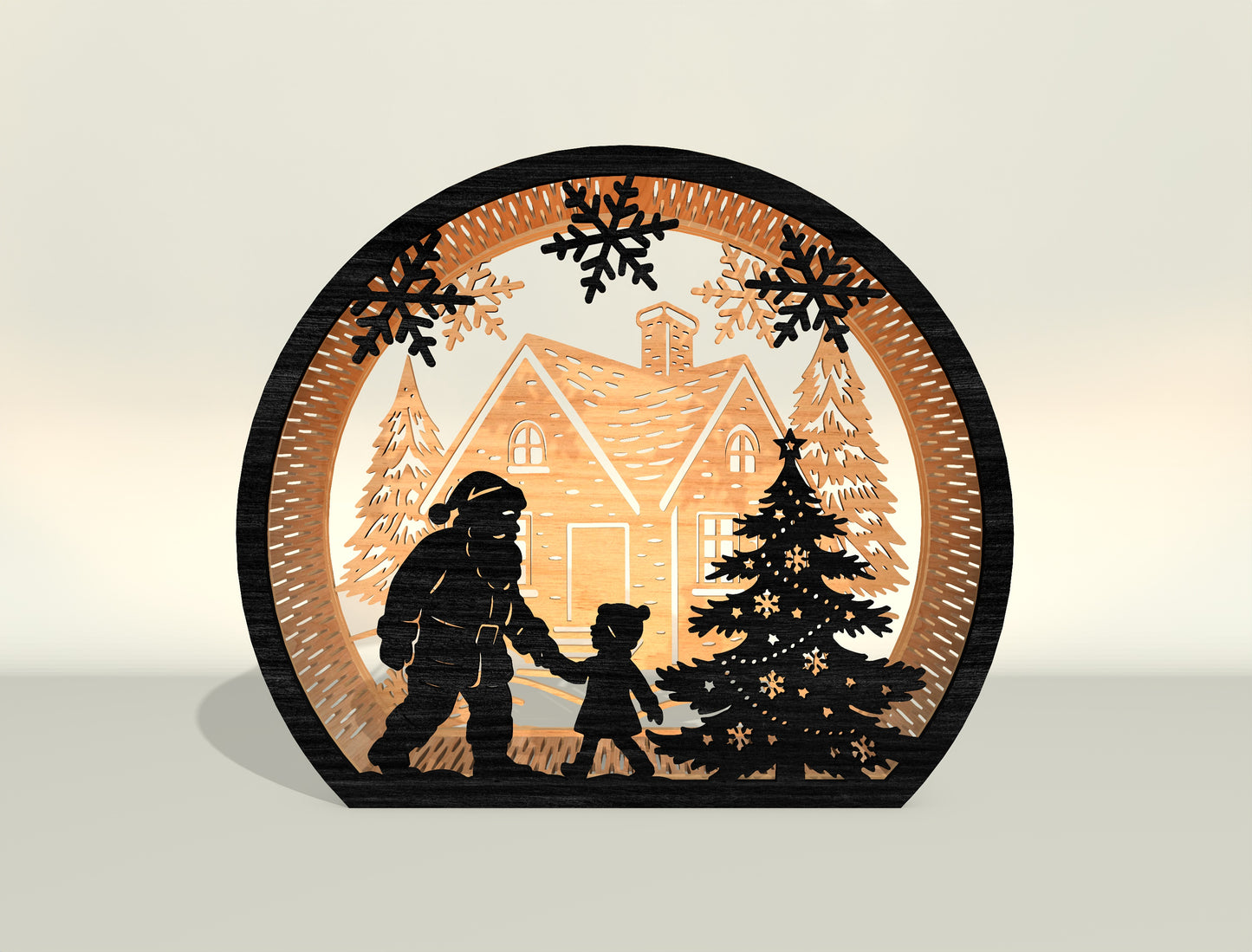 Christmas Santa Scene Lantern Laser Cut File | Ready to Cut | Glowforge, xTool, LightBurn, etc.