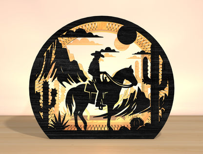 Cowboy Western Lantern SVG Bundle for Glowforge xTool Laser Cut File