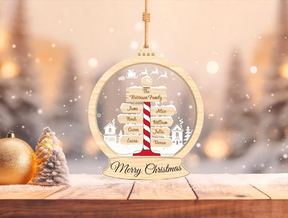 Personalized Family Name Christmas Village Snow Globe Orname 8