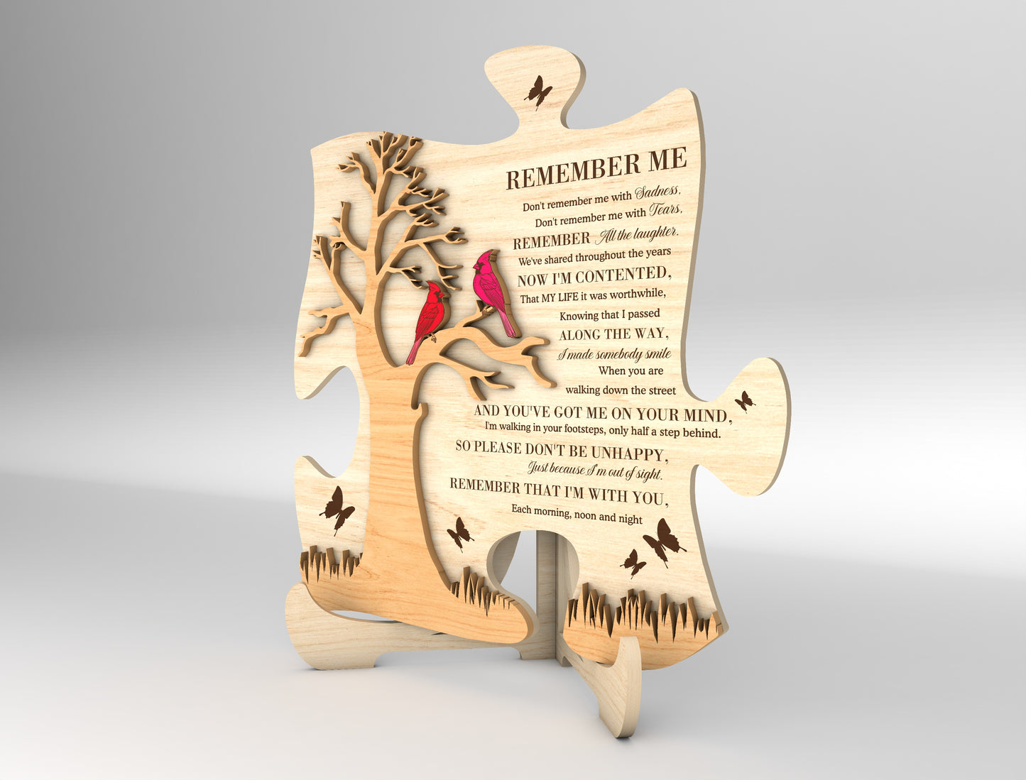 Cardinal Tree Memorial Tabletop SVG Standing Sign Laser Cut File for Glowforge and LightBurn
