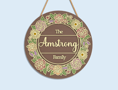 Personalized Family Name Sign SVG Laser Cut File for Glowforge
