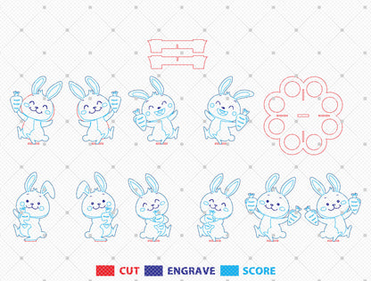 Easter Bunny Egg Holder Tray SVG Wooden Decor for Glowforge and xTool