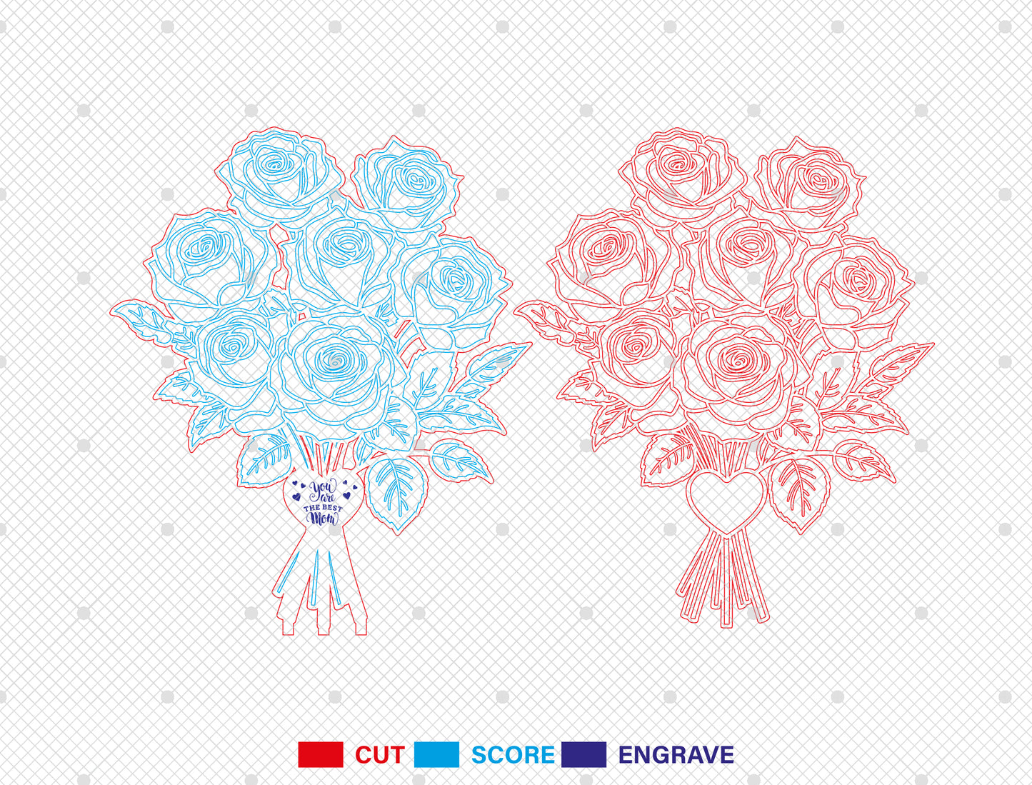 Rose Bouquet Stand SVG Laser Cut File for Glowforge and LightBurn