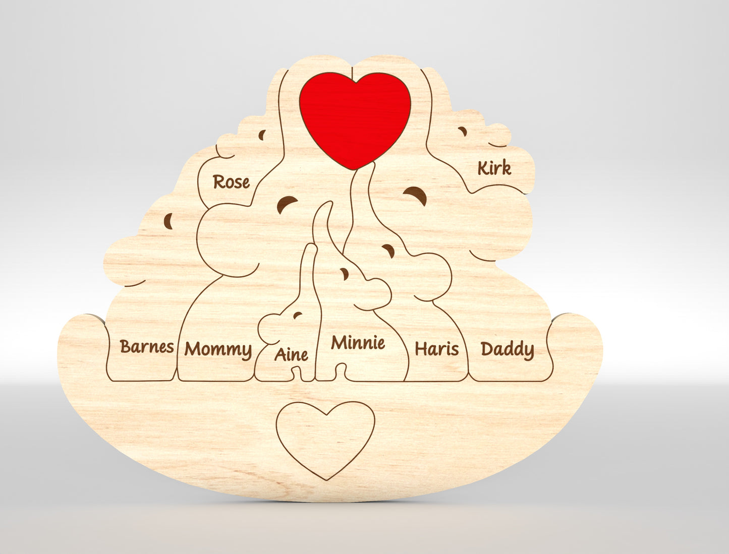 Elephant Family Puzzle Sign SVG Laser Cut File for Glowforge and xTool