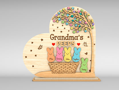 Personalized Grandma Peeps Bunny Tabletop Sign SVG for LightBurn and xTool