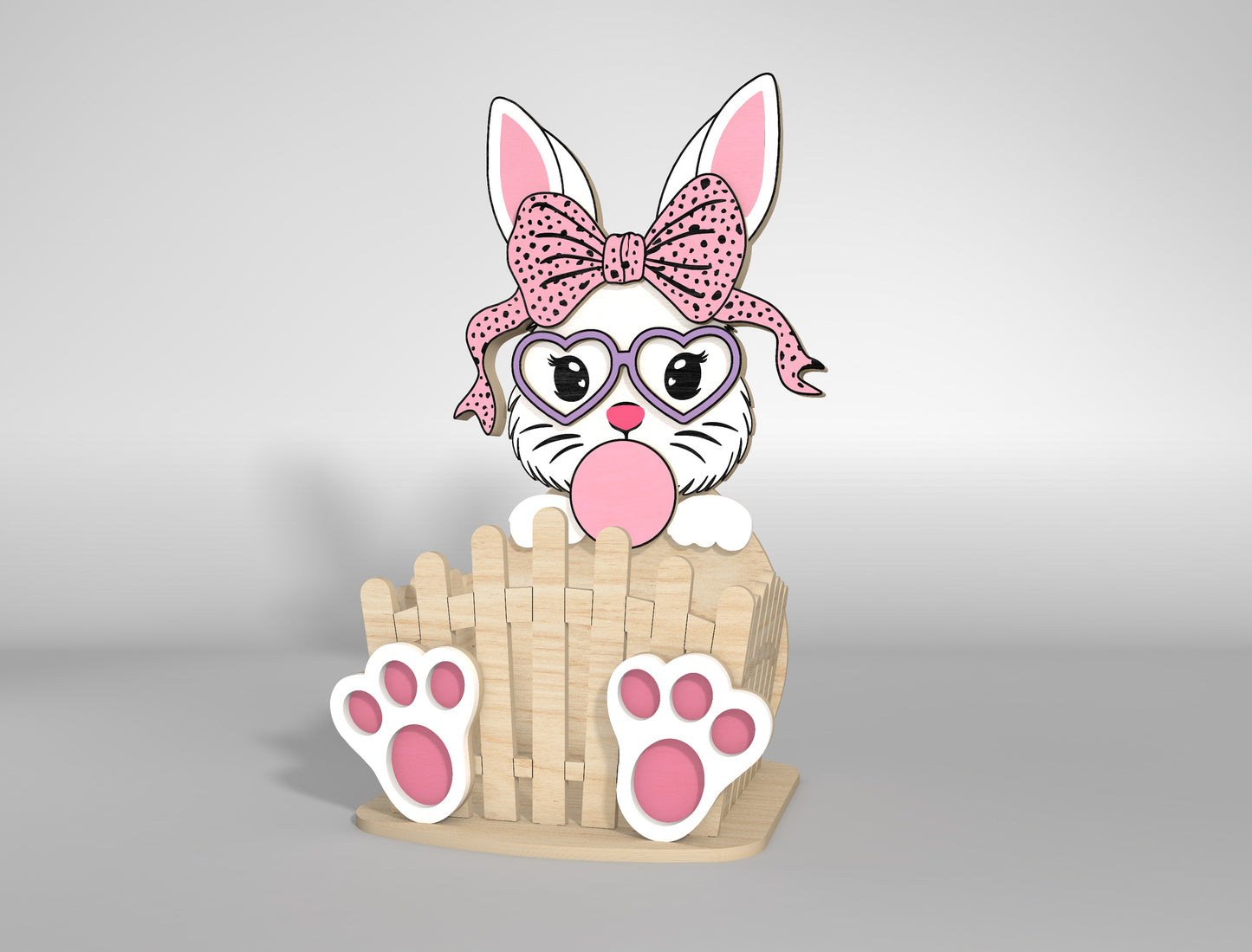 Cute Bunny Egg Holder Bow Heart Glasses SVG 2 Designs for LightBurn and xTool
