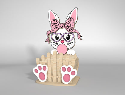 Cute Bunny Egg Holder Bow Heart Glasses SVG 2 Designs for LightBurn and xTool