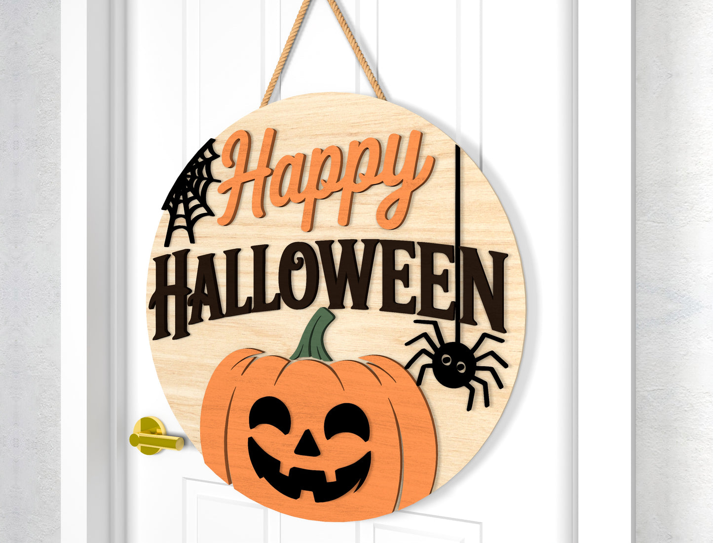 Happy Halloween Ghost Door Sign SVG Laser Cut Files for Glowforge