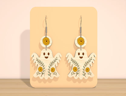 Ghost Sunflower Earrings SVG Bundle for Glowforge xTool LightBurn