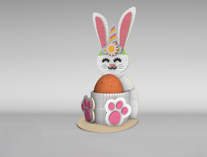 Cute Bunny Egg Holder Stand SVG Easter Table 5 Designs for LightBurn and xTool