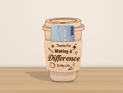 Teacher Coffee Card Holder SVG Bundle Laser Cut File for Glowforge and LightBurn