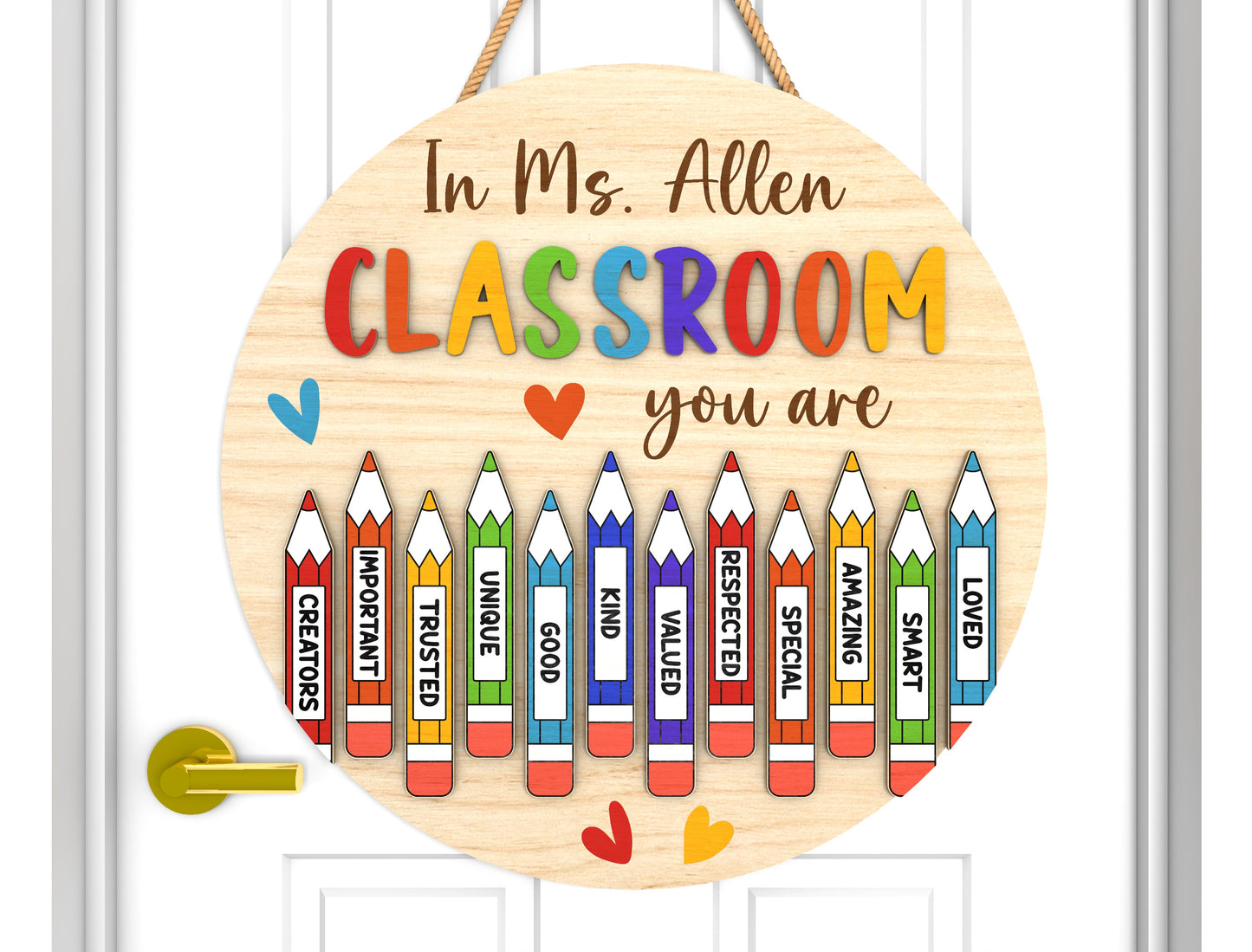 Personalized Round Classroom Door Sign SVG for Glowforge Users