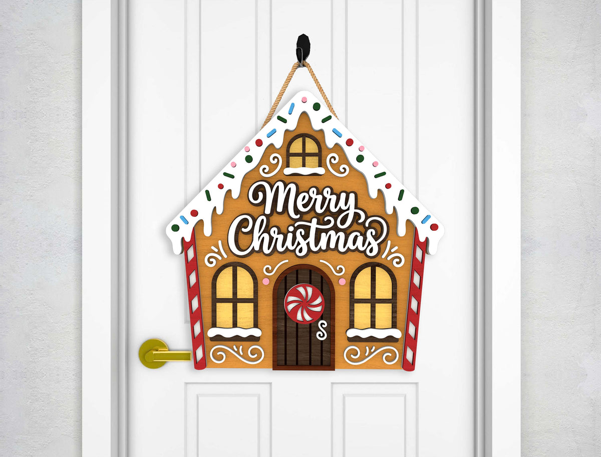 Christmas Door Hanger SVG Bundle Santa Reindeer Designs 8