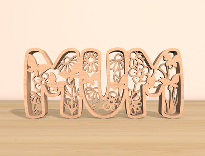 Mom Word Floral Laser Cut File Bundle | Mother Typography Decor | Floral Letter Cutouts | Glowforge, xTool, LightBurn, etc.