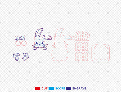Bunny Basket Holder SVG Bundle Cute Rabbit Candy Easter for Glowforge