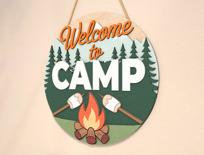 Camping Door Sign Bundle SVG for Glowforge and xTool Laser Cut File