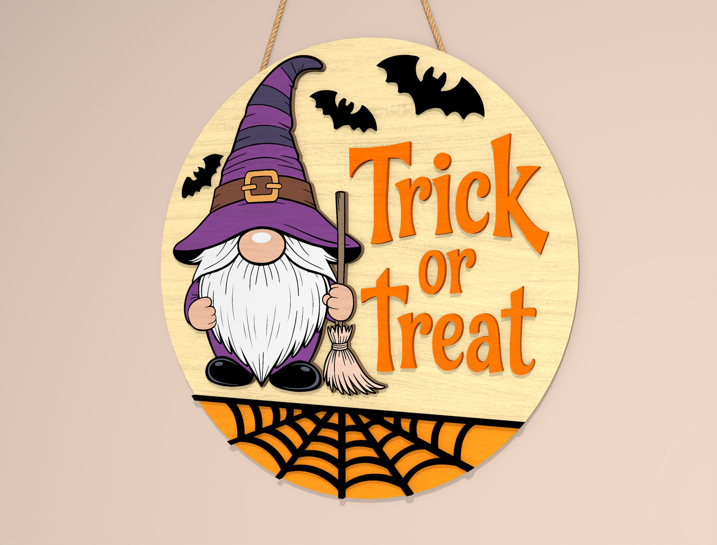 Trick or Treat Halloween Door Hanger SVG Set for Glowforge xTool LightBurn 2 Designs