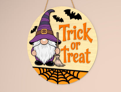 Trick or Treat Halloween Door Hanger SVG Set for Glowforge xTool LightBurn 2 Designs