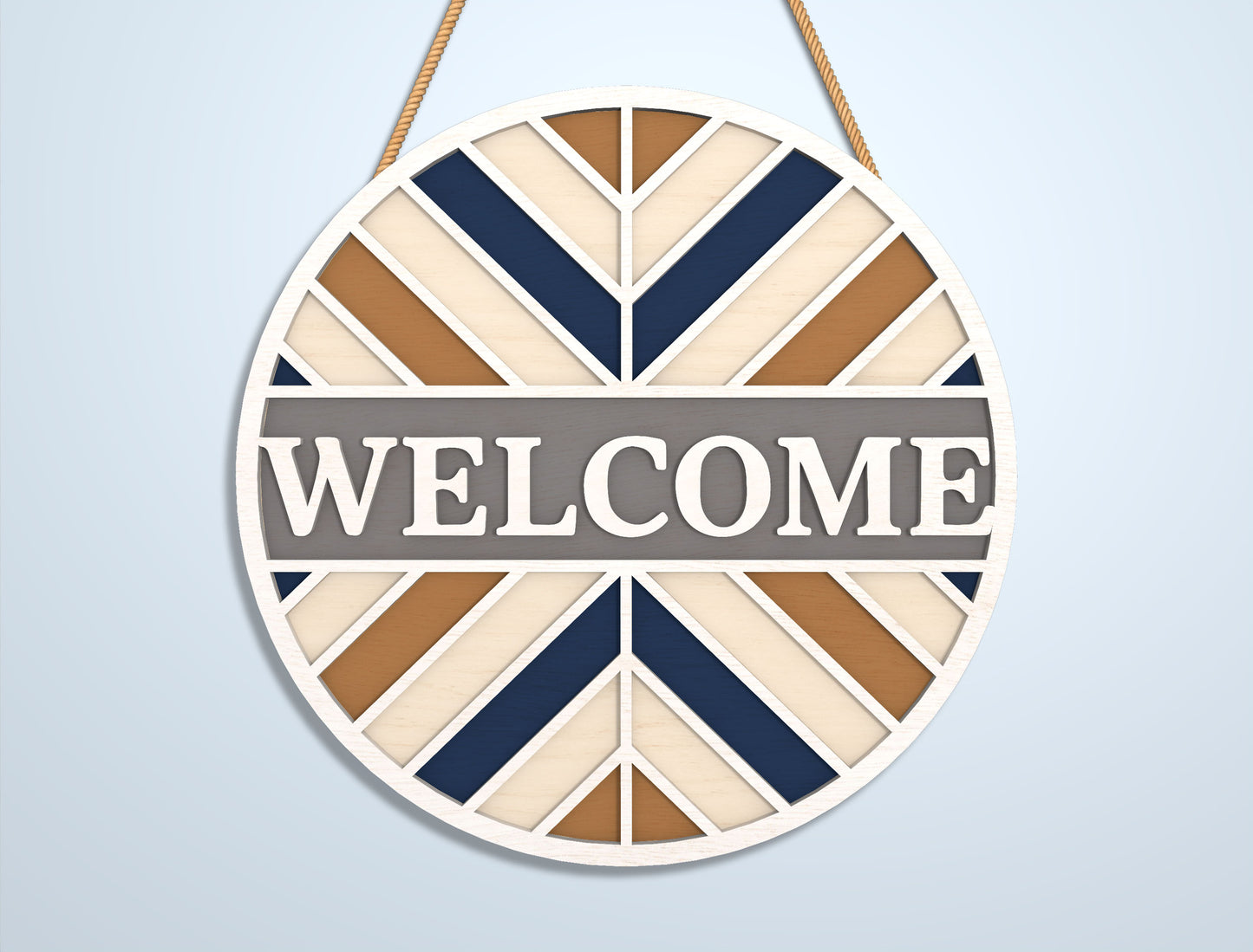 Geometric Welcome Door Sign SVG Bundle for LightBurn and Glowforge