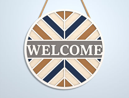 Geometric Welcome Door Sign SVG Bundle for LightBurn and Glowforge