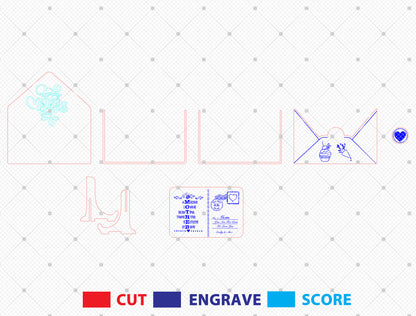 Mother's Day Envelope Card SVG Laser Cut File for Glowforge and xTool