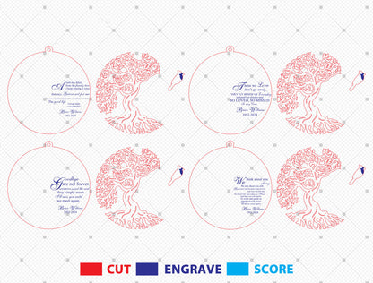 Cardinal Tree of Life Memorial Ornament SVG for Glowforge