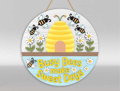 Bee Welcome Door Hanger SVG Bundle for Glowforge and xTool