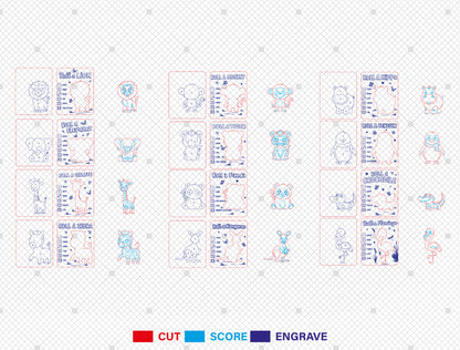 Kids Roll a Zoo Animal Game SVG Bundle for Glowforge xTool | 12 Designs