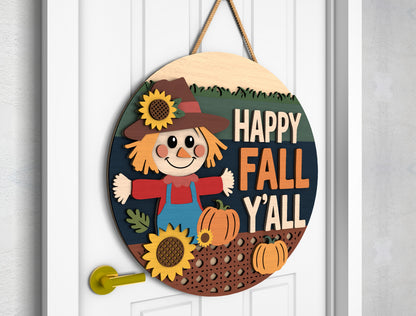 Happy Fall Y'all Scarecrow and Welcome Fall Truck Door Hanger SVG Set for Glowforge xTool LightBurn 2 Designs