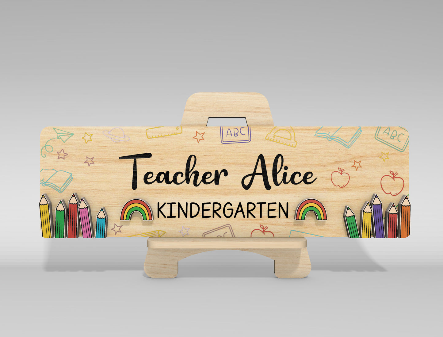 Personalized Teacher Desk Name Plate SVG Laser Cut File for Glowforge and xTool