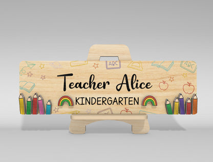 Personalized Teacher Desk Name Plate SVG Laser Cut File for Glowforge and xTool