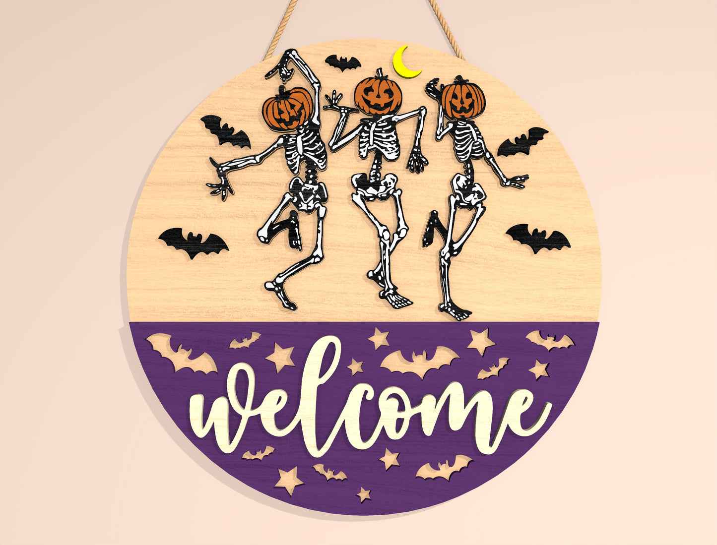 Halloween Skeleton Welcome Door Hanger SVG Bundle for Glowforge LightBurn