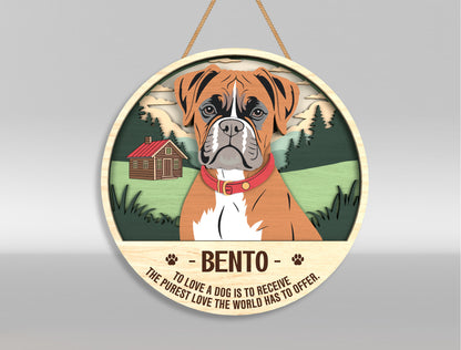 Dog Memorial Scenic Door Sign SVG Custom Pet Landscape Tribute Laser Cut File for xTool