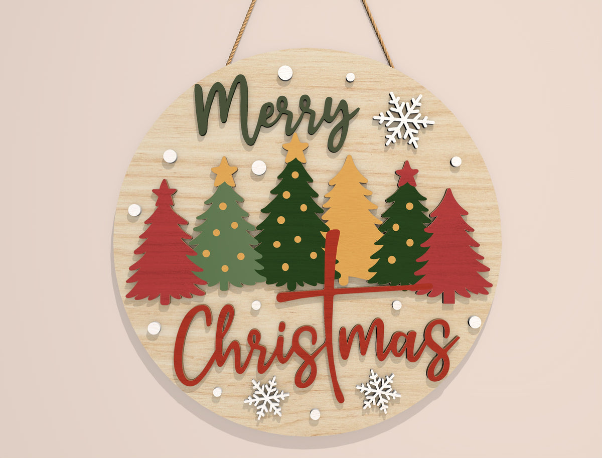 Christian Christmas Door Hanger SVG Bundle Laser Cut Designs 7