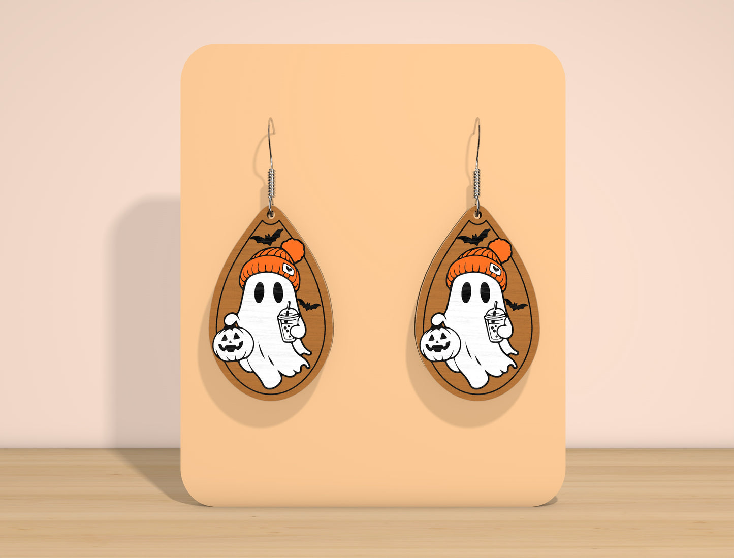 Halloween Ghost Teardrop Earrings SVG Bundle for Glowforge xTool LightBurn 8 Designs