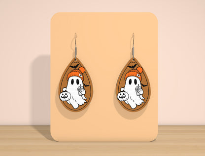 Halloween Ghost Teardrop Earrings SVG Bundle for Glowforge xTool LightBurn 8 Designs