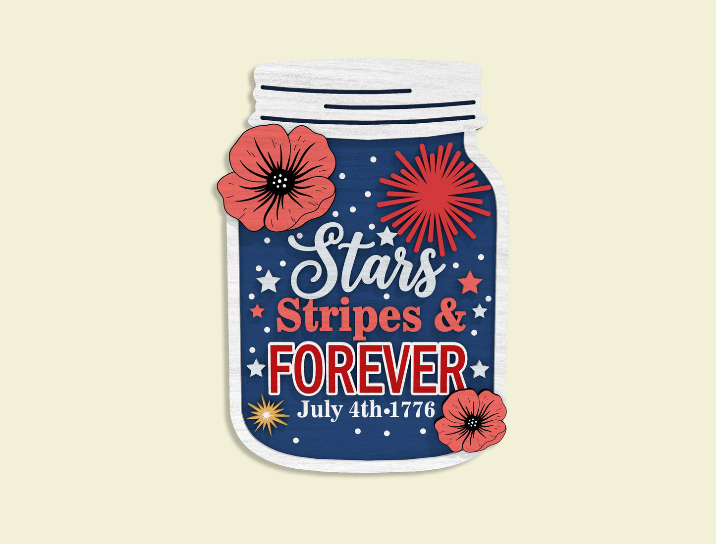 4th of July Mason Jar Laser Cut SVG Bundle for Glowforge