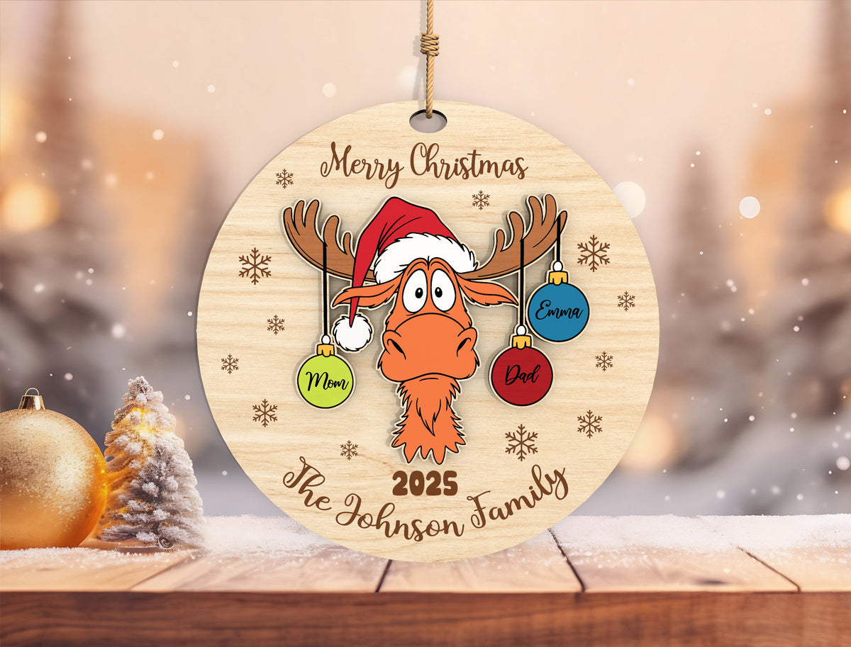 Personalized Moose Family Christmas Ornament SVG Laser Cut F 8