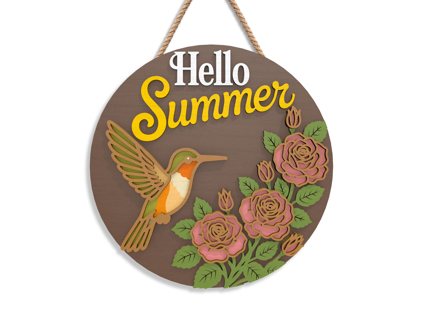 Summer Hummingbird Floral Sign Bundle SVG Laser Cut File for xTool and Glowforge