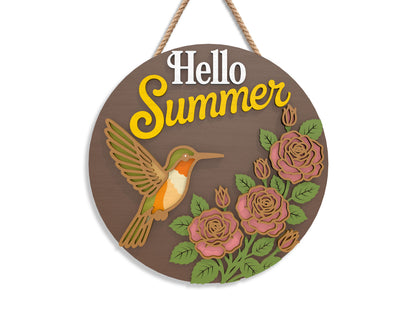 Summer Hummingbird Floral Sign Bundle SVG Laser Cut File for xTool and Glowforge