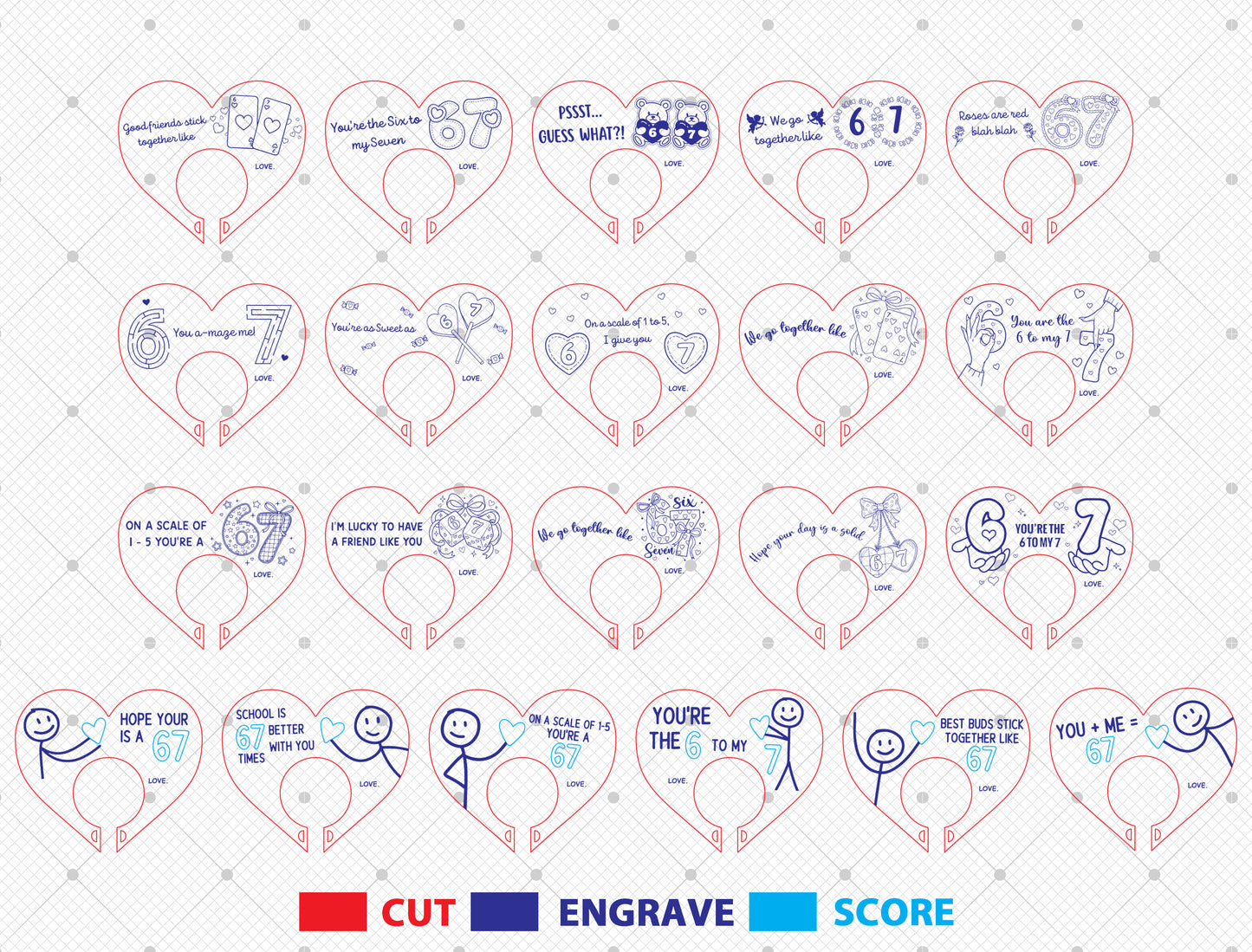 You’re The Six To My Seven Lollipop Holder Laser Cut File Bundle | Funny Love Gift | Valentine Candy Holder | Glowforge, xTool, LightBurn, etc.