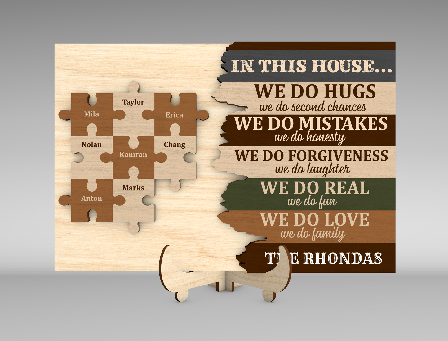 "In This House We Do Hugs" Family Puzzle Sign SVG for xTool