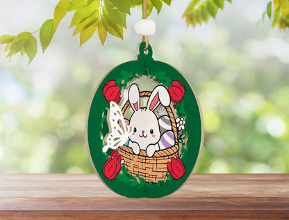 Easter Bunny Ornament SVG Bundle Cute Egg Basket Easter for LightBurn and xTool