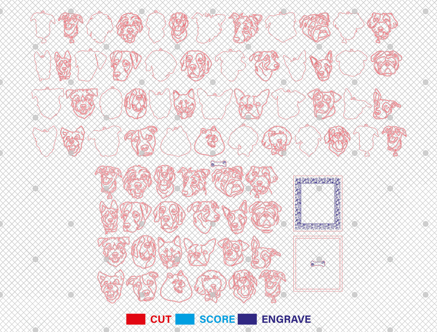Dog Breed Line Art Stand SVG Bundle for Glowforge and xTool