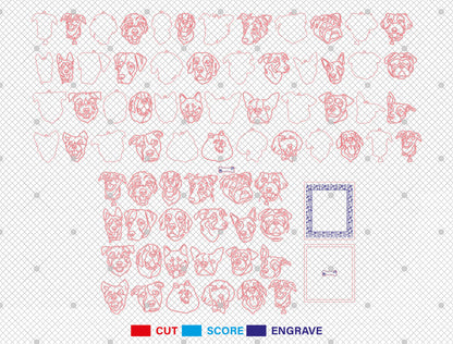 Dog Breed Line Art Stand SVG Bundle for Glowforge and xTool